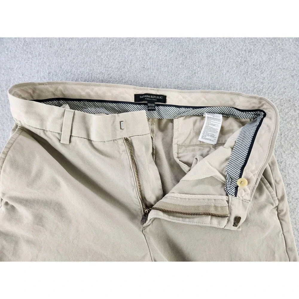 Banana Republic Pants Mens 32x30 Khaki Chino Beige Flat Front Classic Slacks‎